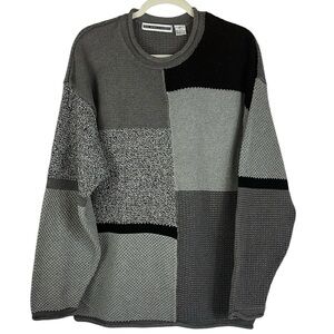 Fenn Wright & Manson multi textured/patterned popover sweater Sz M Gray/Black